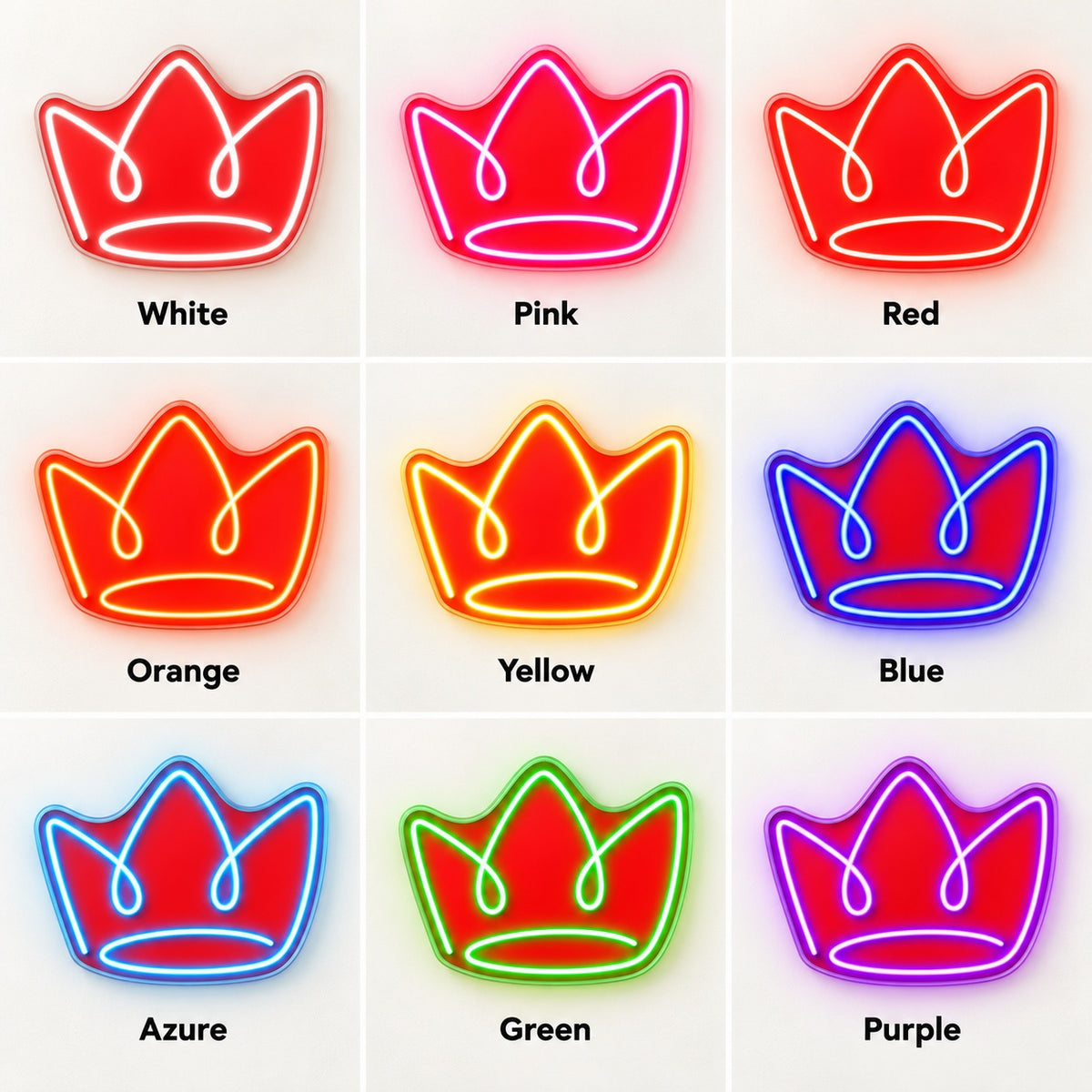 Crown Outline LED Neon Sign - nine-color grid