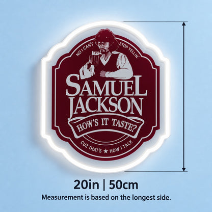 Curly Haired Man Beer Badge LED Neon Sign - size guide