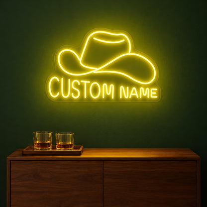 Custom Name Cowboy Hat LED Neon Sign - advertising view