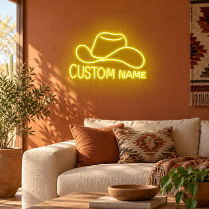 Custom Name Cowboy Hat LED Neon Sign - lifestyle view