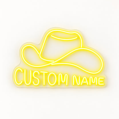 Custom Name Cowboy Hat LED Neon Sign - natural light view