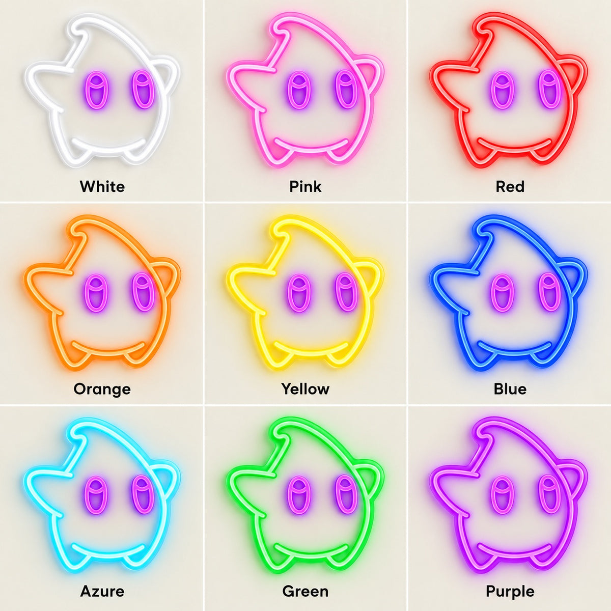 Cute Star Character LED Neon Sign - nine-color grid