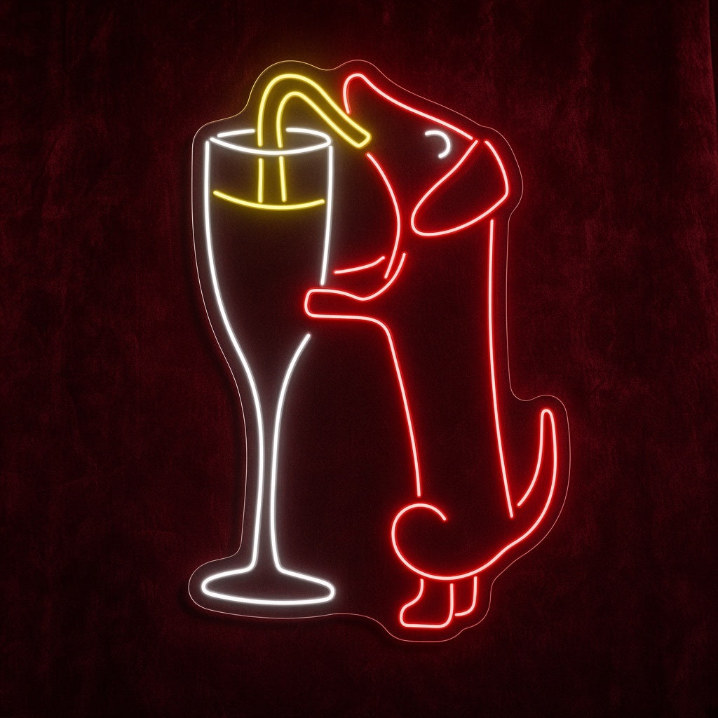 Dachshund with Champagne Glass LED Neon Sign - product hero