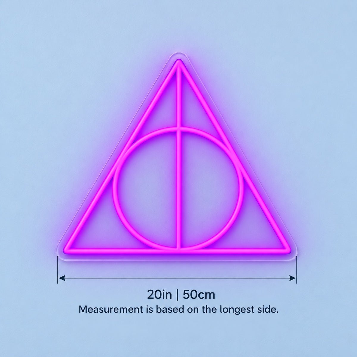 Deathly Hallows Symbol LED Neon Sign - size guide