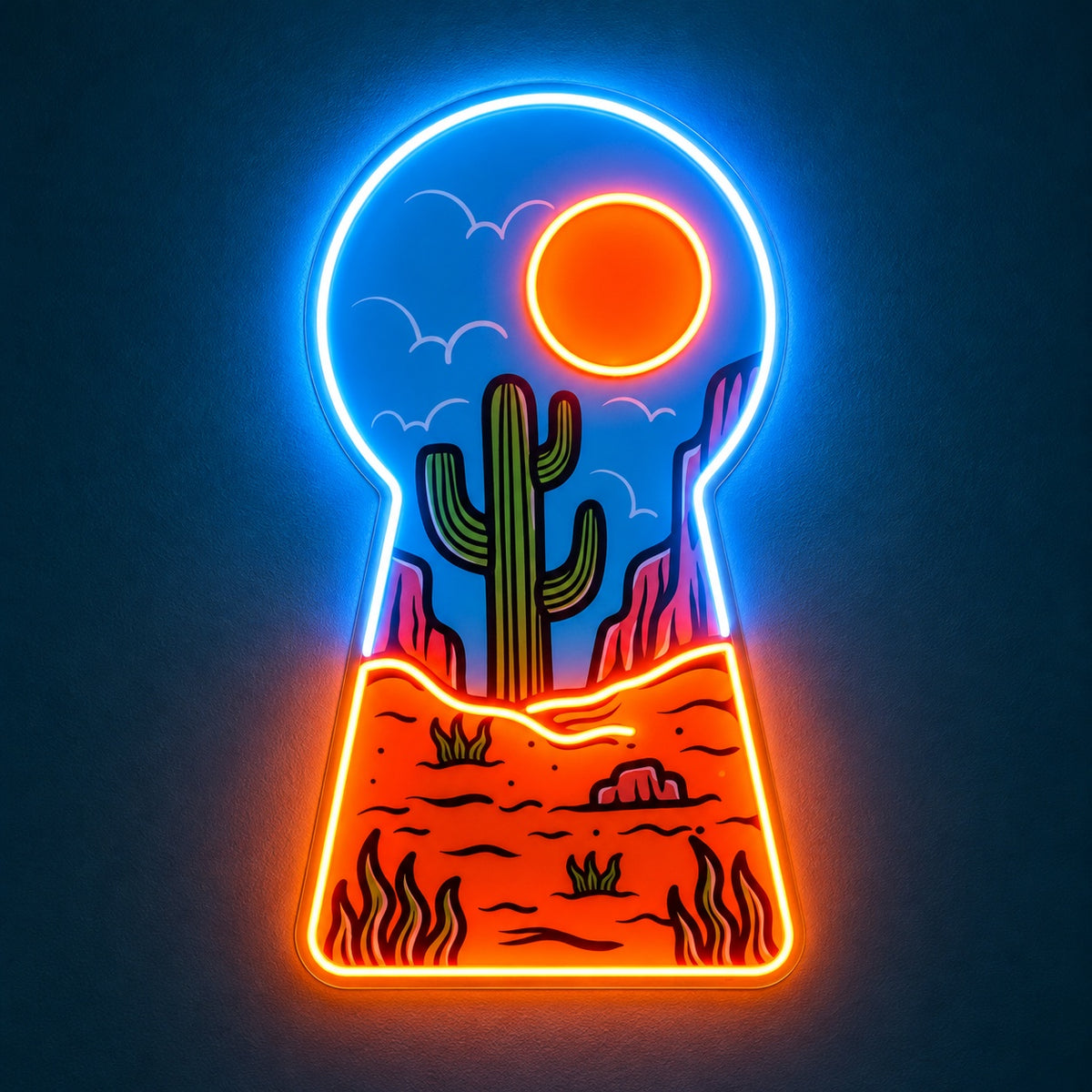 Desert Cactus Keyhole LED Neon Sign - product hero