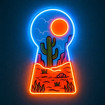 Desert Cactus Keyhole LED Neon Sign - product hero