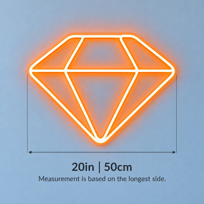 Diamond Outline LED Neon Sign - size guide