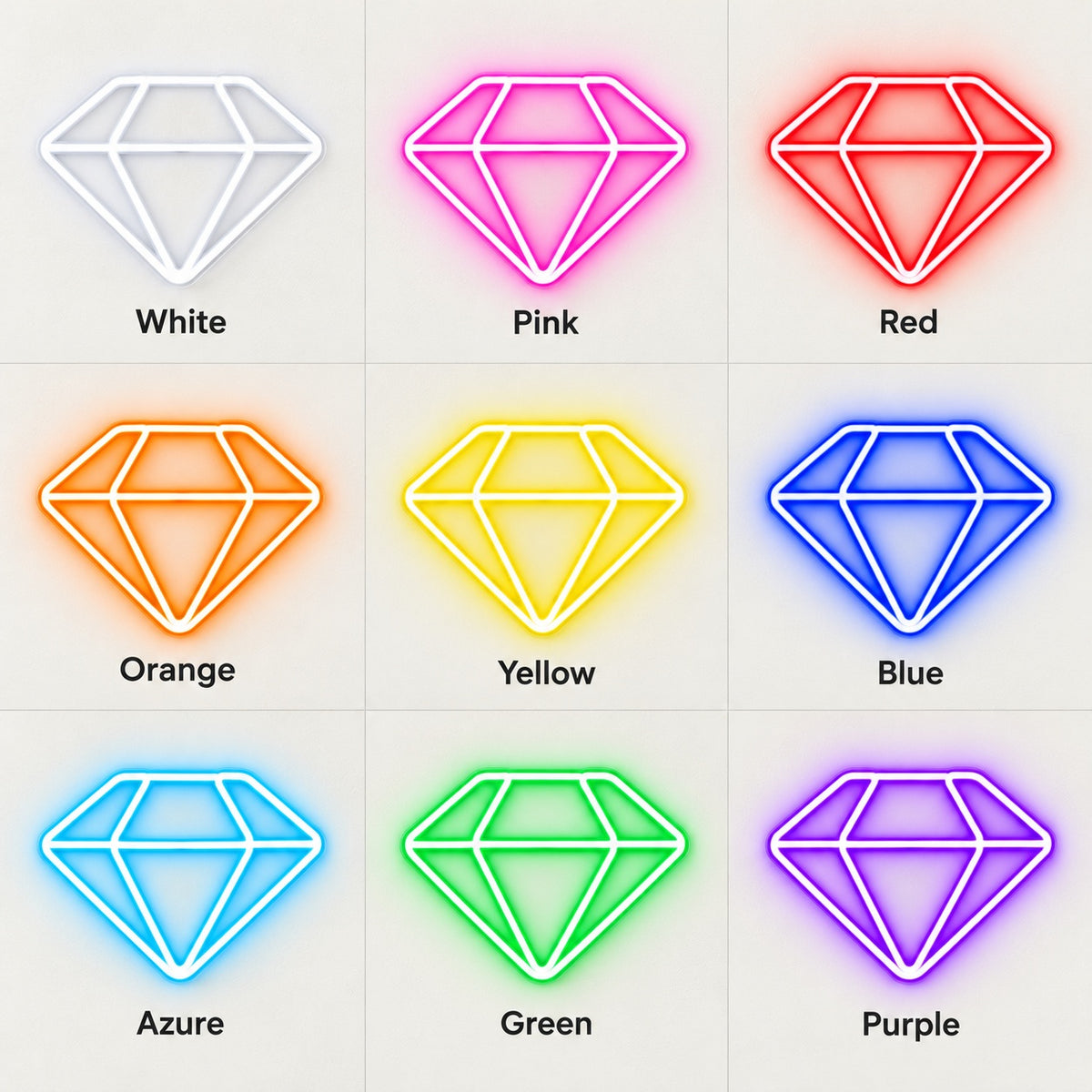 Diamond Outline LED Neon Sign - nine-color grid
