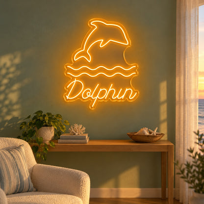 Dolphin Waves LED Neon Sign - advertising view