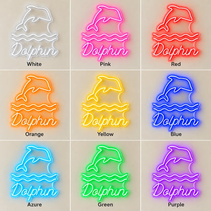Dolphin Waves LED Neon Sign - nine-color grid