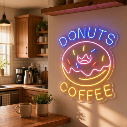 Donuts Coffee LED Neon Sign - lifestyle view