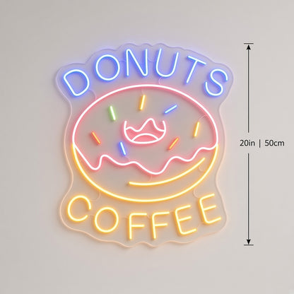 Donuts Coffee LED Neon Sign - size guide