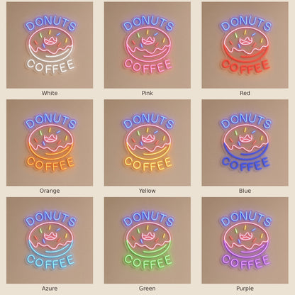 Donuts Coffee LED Neon Sign - nine-color grid