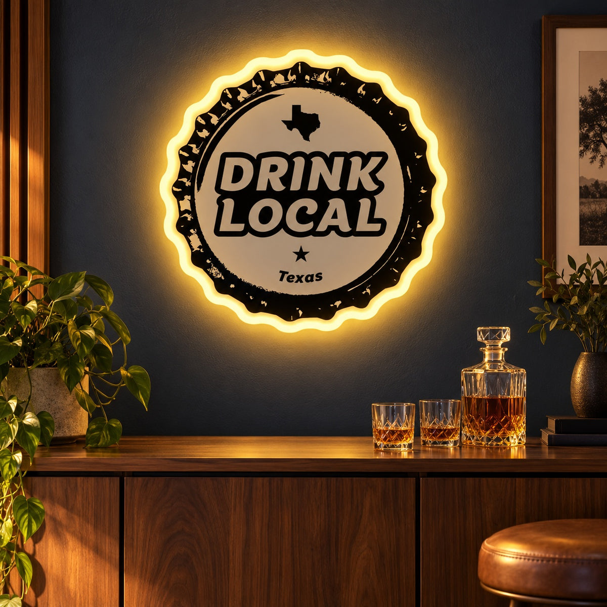 Drink Local Texas LED Neon Sign - advertising view