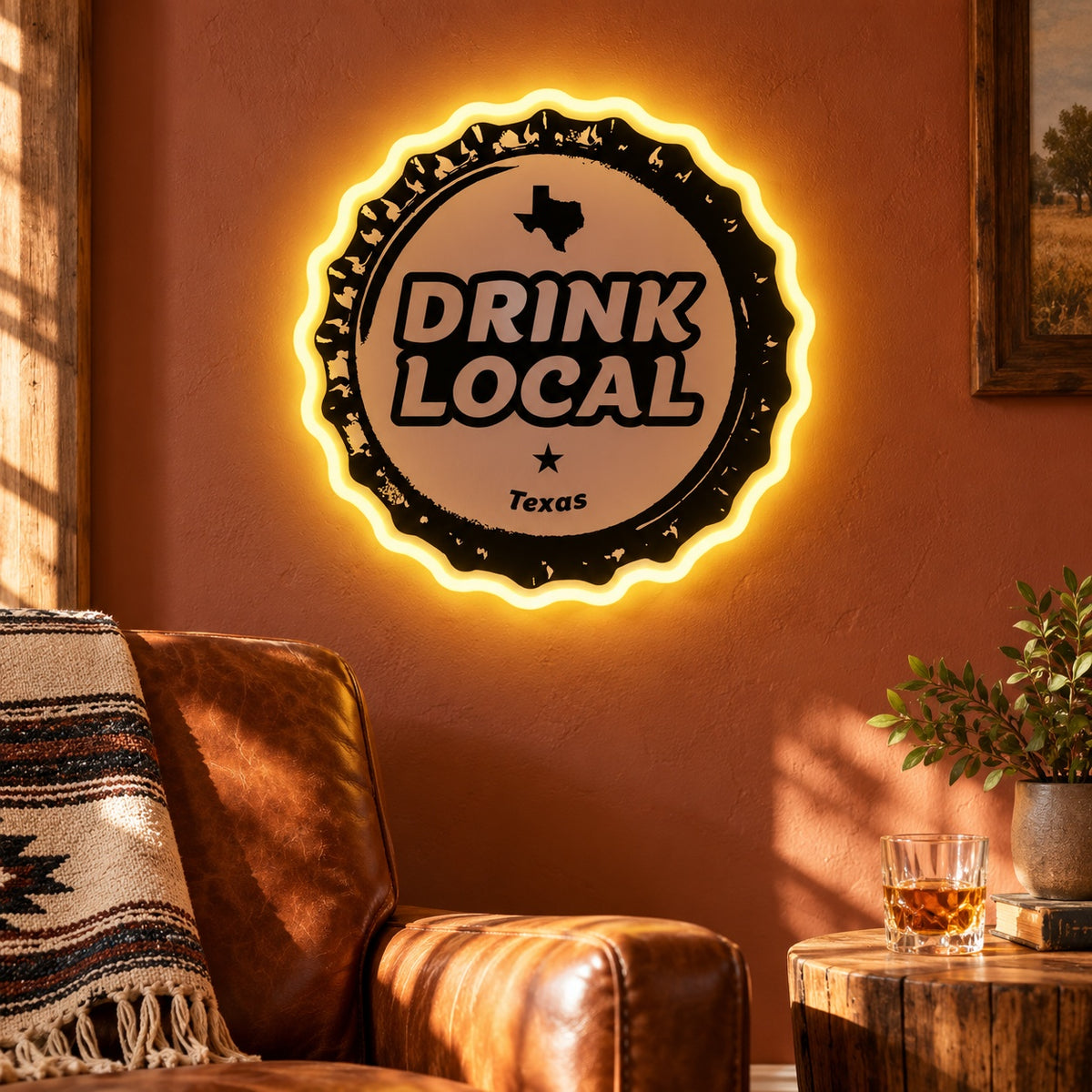 Drink Local Texas LED Neon Sign - lifestyle view