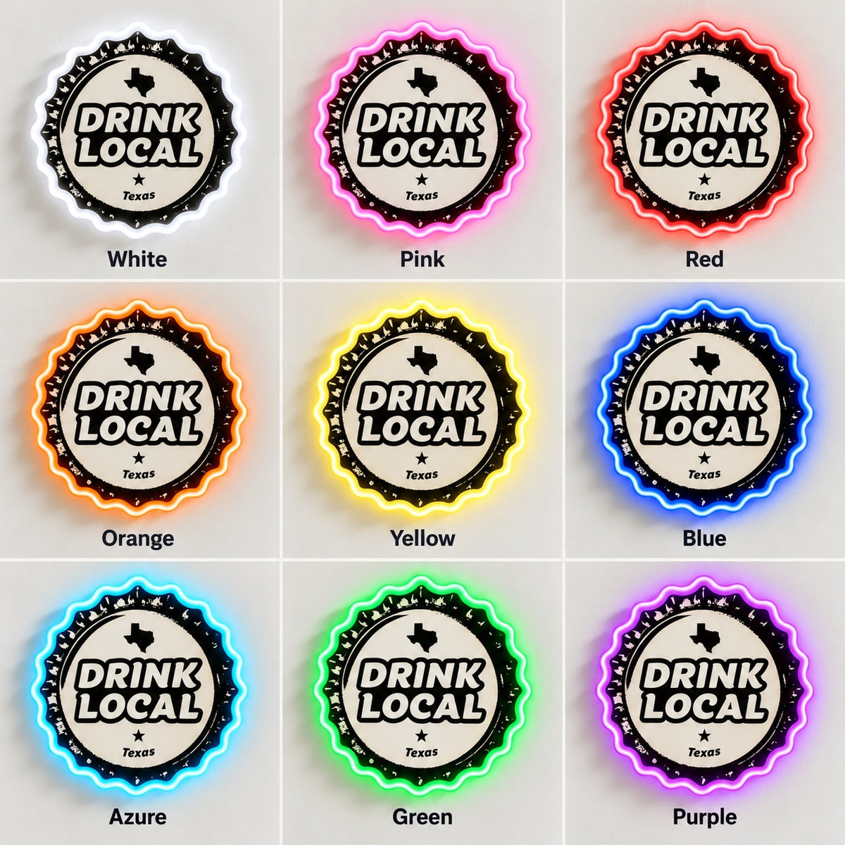Drink Local Texas LED Neon Sign - nine-color grid