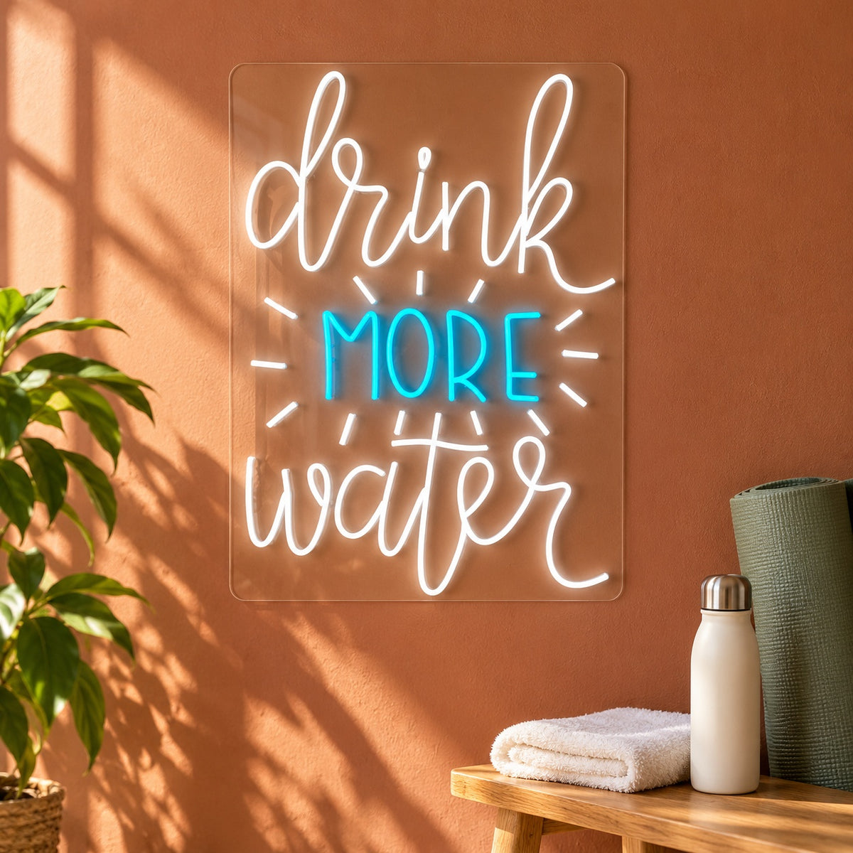 Drink More Water LED Neon Sign - lifestyle view