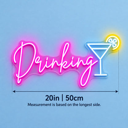 Drinking LED Neon Sign - size guide
