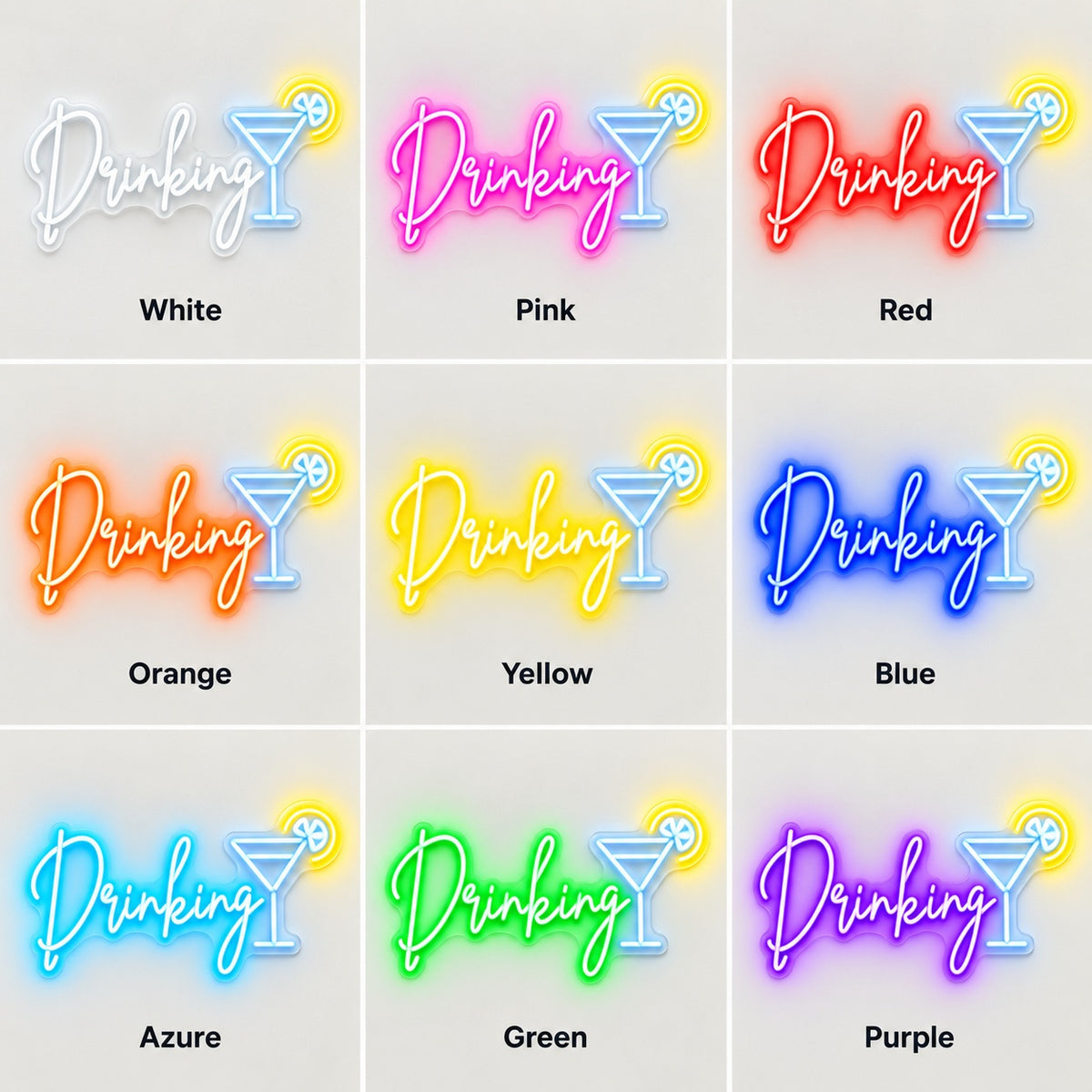 Drinking LED Neon Sign - nine-color grid