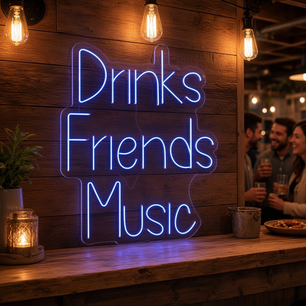 Drinks Friends Music LED Neon Sign – Shineneon