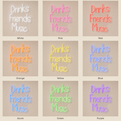 Drinks Friends Music LED Neon Sign - nine-color grid