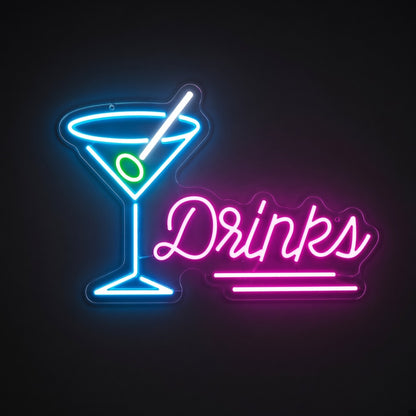 Drinks Martini Glass Olive for Home Bar LED Neon Sign - product hero