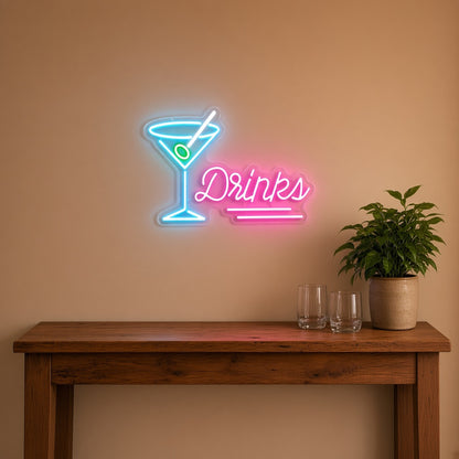 Drinks Martini Glass Olive for Home Bar LED Neon Sign - lifestyle view