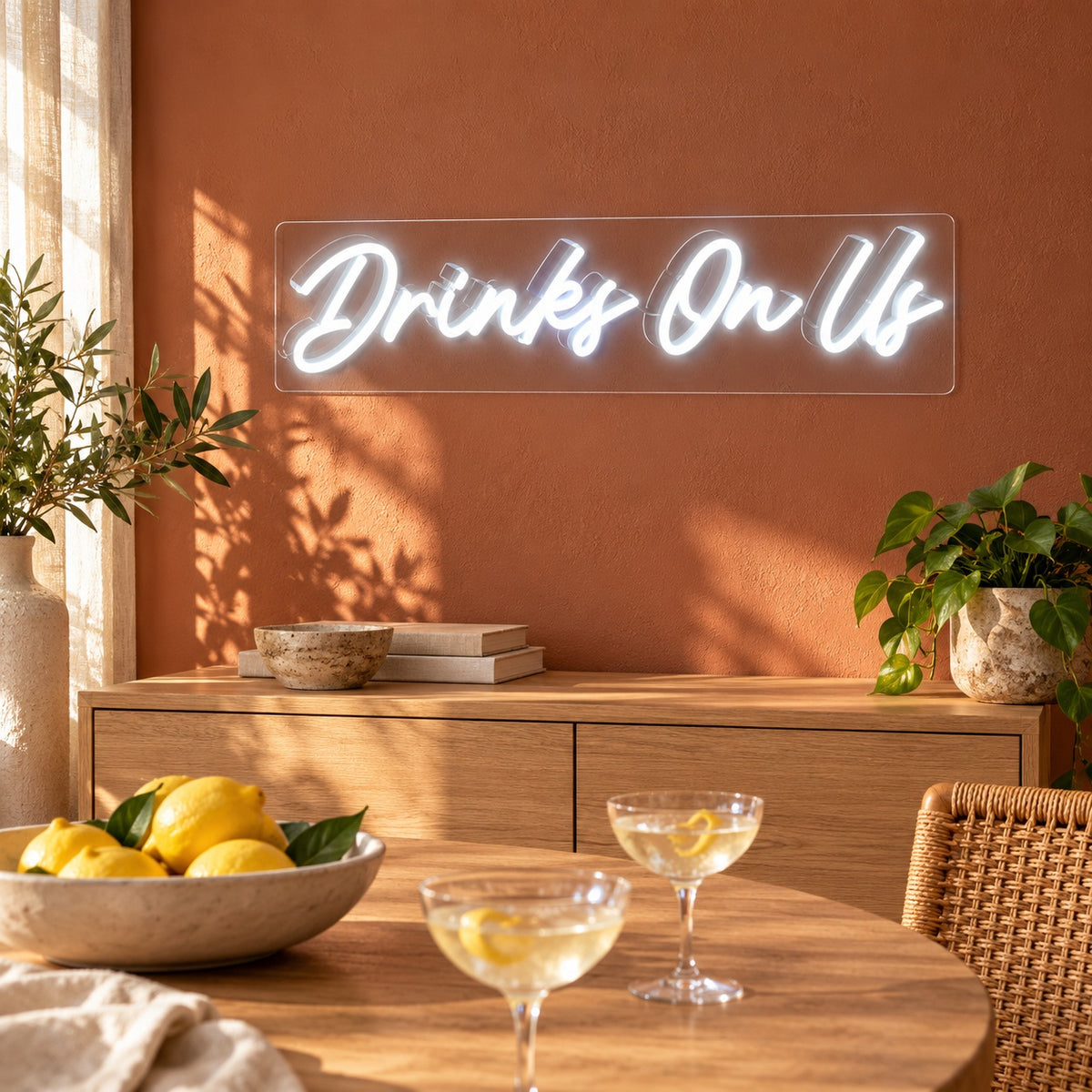 Drinks On Us LED Neon Sign - lifestyle view