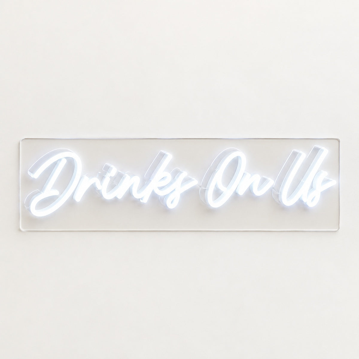 Drinks On Us LED Neon Sign - natural light view