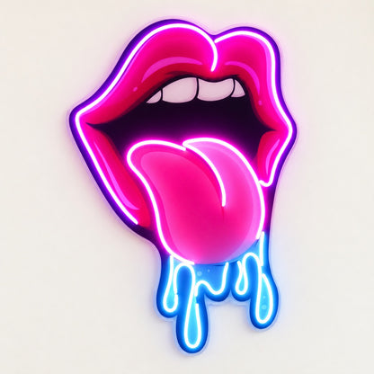 Dripping Tongue Lips LED Neon Sign - natural light view