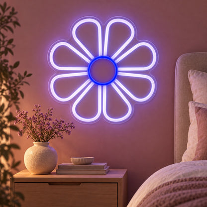 Eight Petal Daisy LED Neon Sign - advertising view
