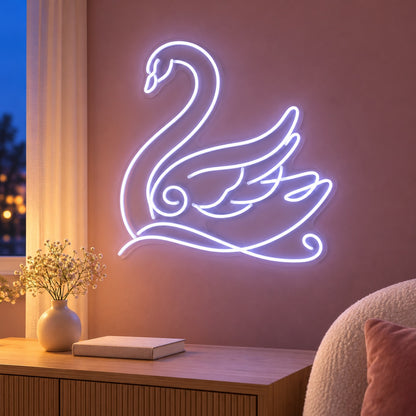 Elegant Swan LED Neon Sign - advertising view