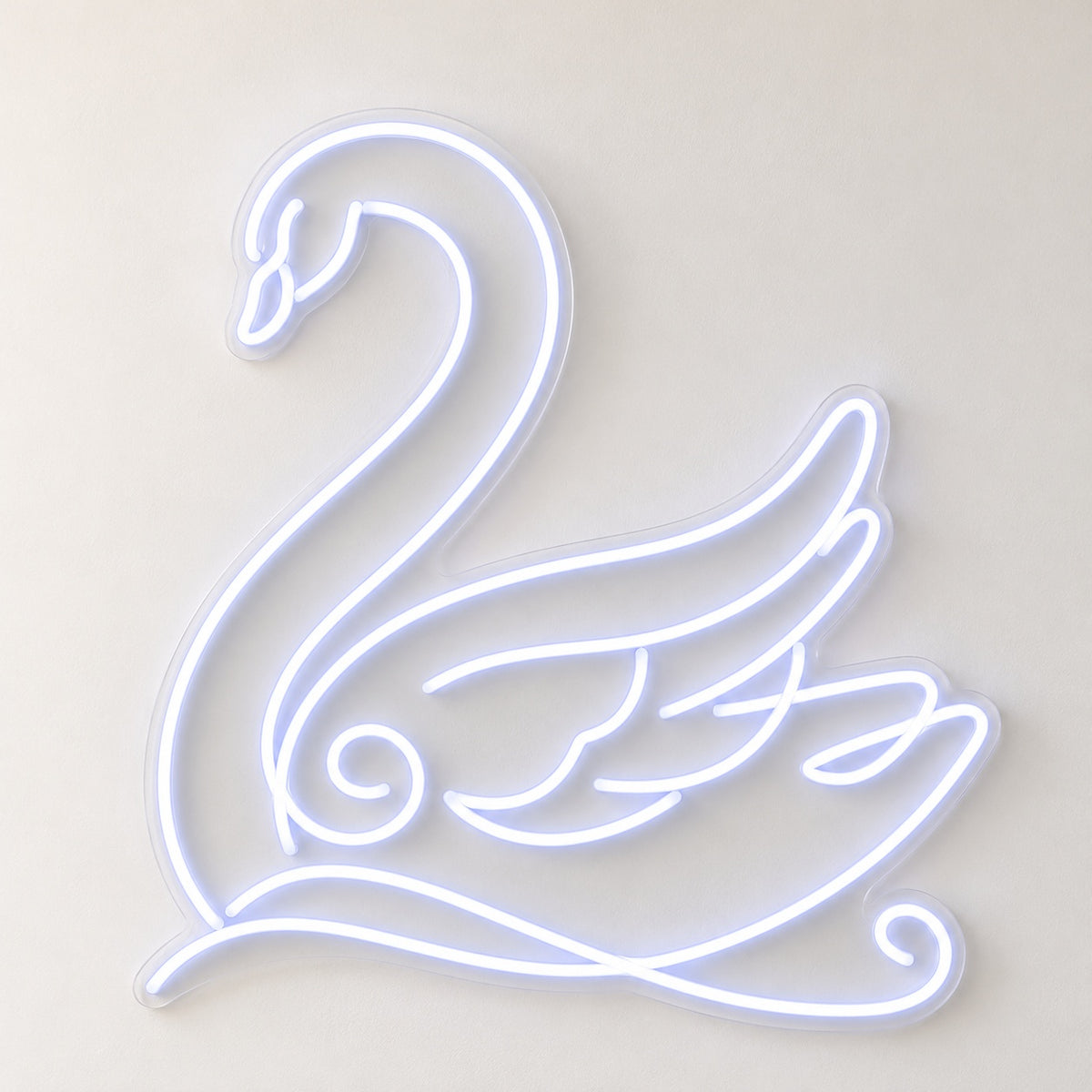 Elegant Swan LED Neon Sign - natural light view