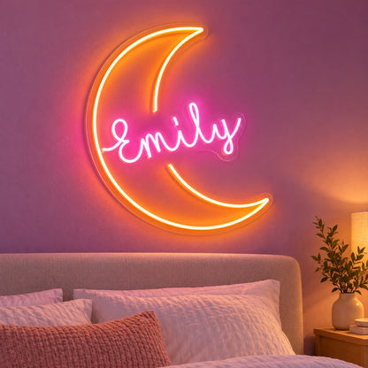 Emily Crescent Moon LED Neon Sign - advertising view