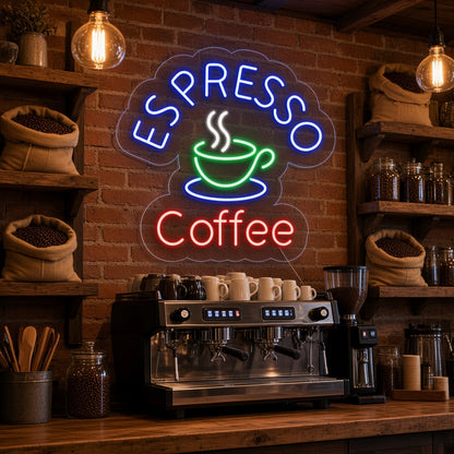 Espresso Coffee LED Neon Sign - advertising view