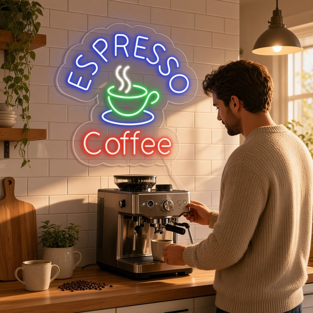 Espresso Coffee LED Neon Sign - lifestyle view