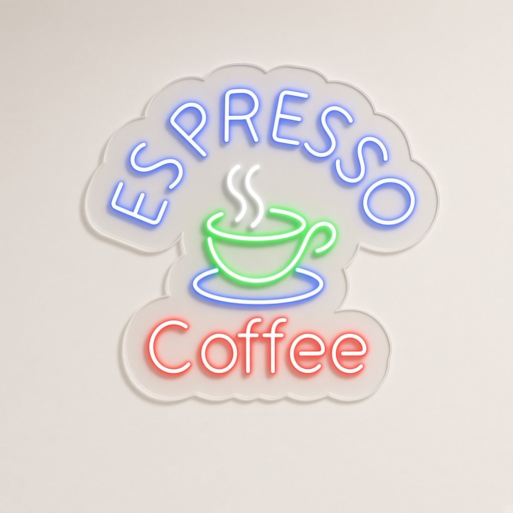 Espresso Coffee LED Neon Sign - natural light view