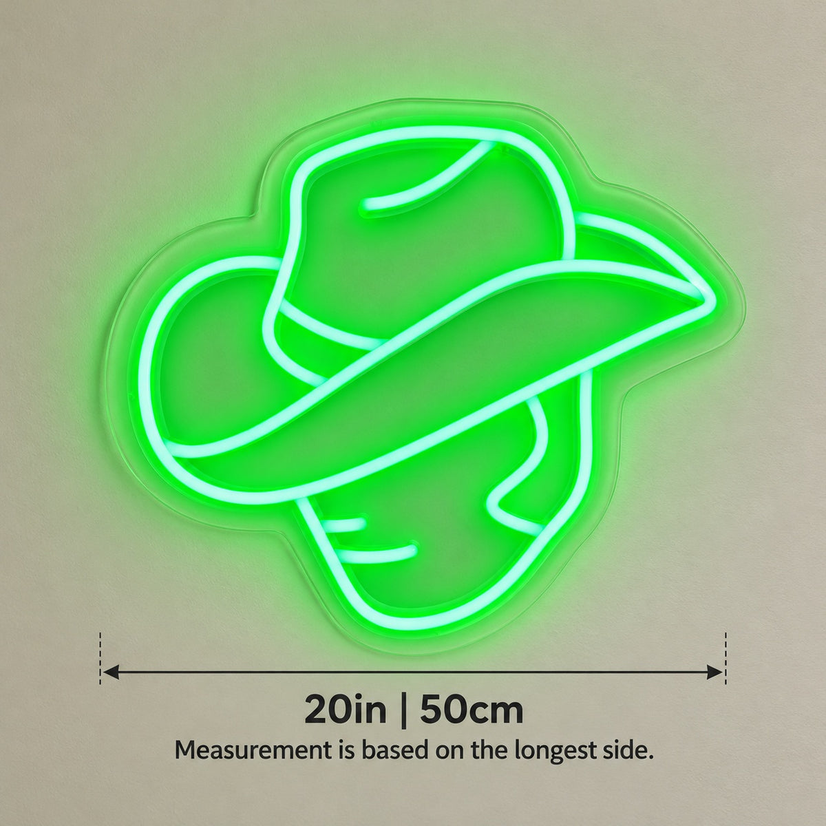 Faceless Cowboy LED Neon Sign - size guide