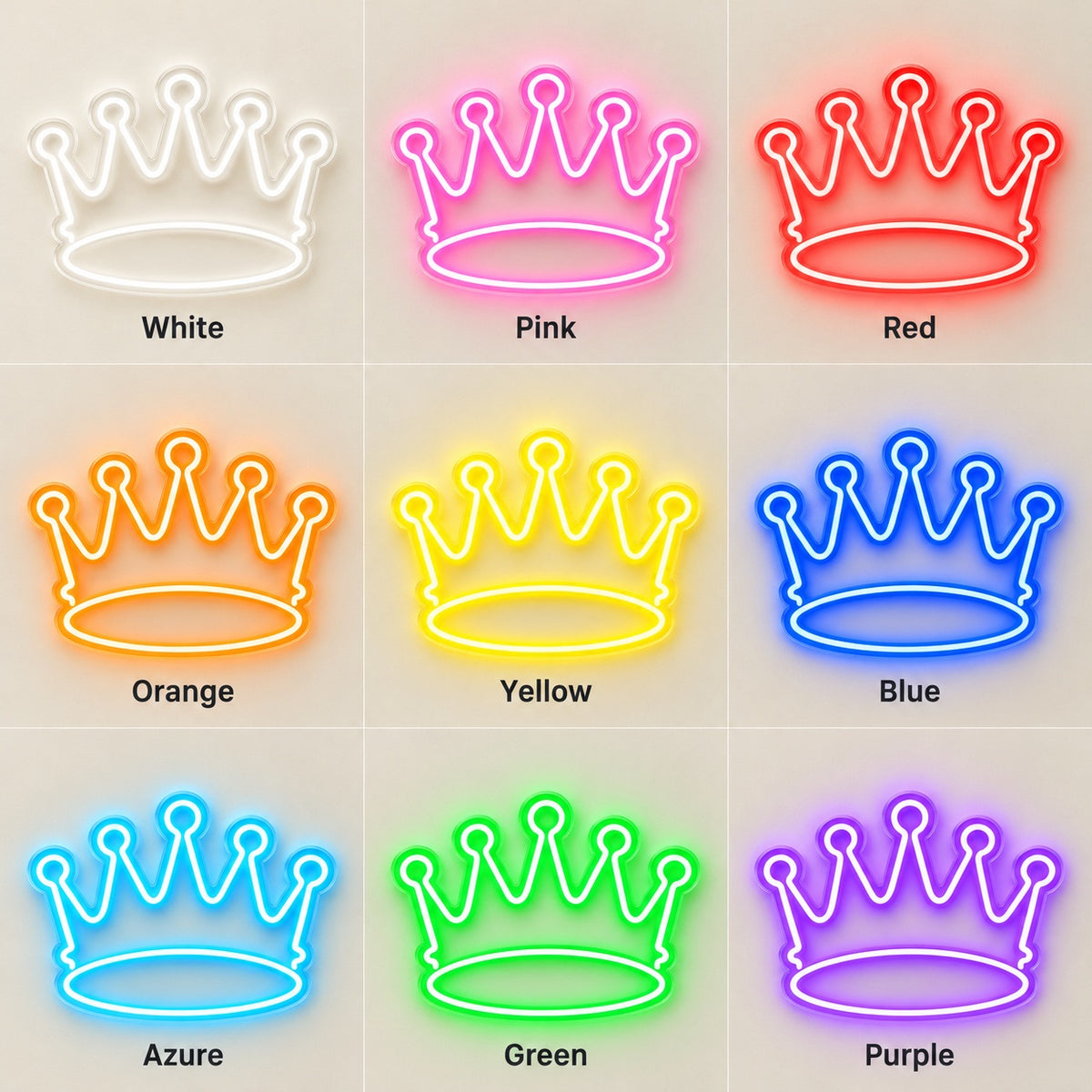 Five Point Crown LED Neon Sign - nine-color grid
