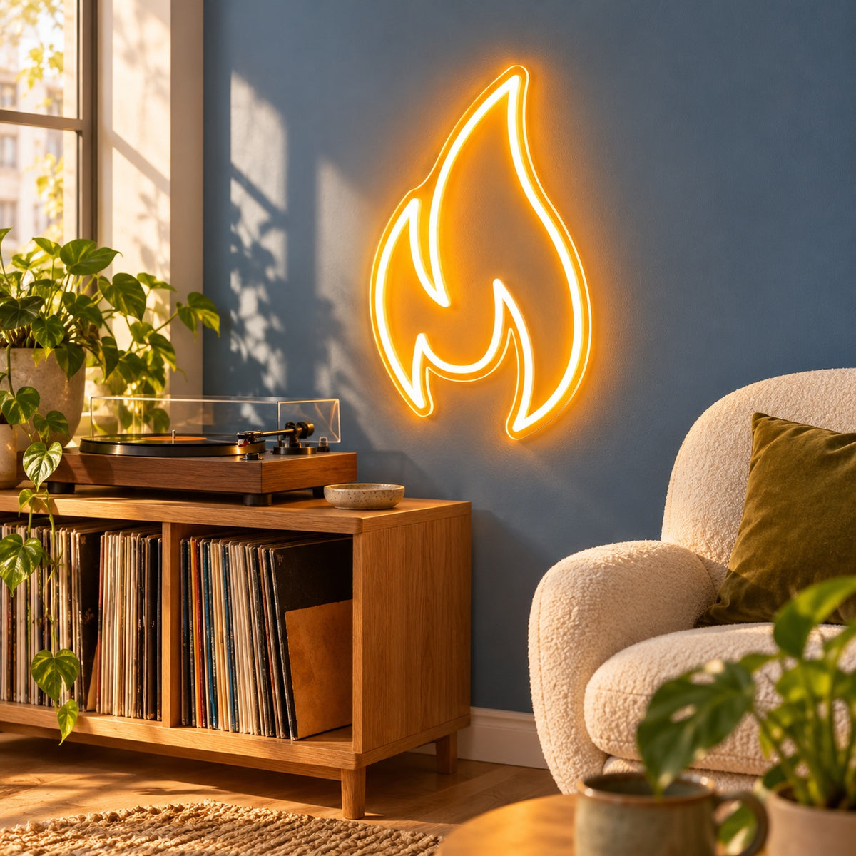 Flame Outline LED Neon Sign - lifestyle view