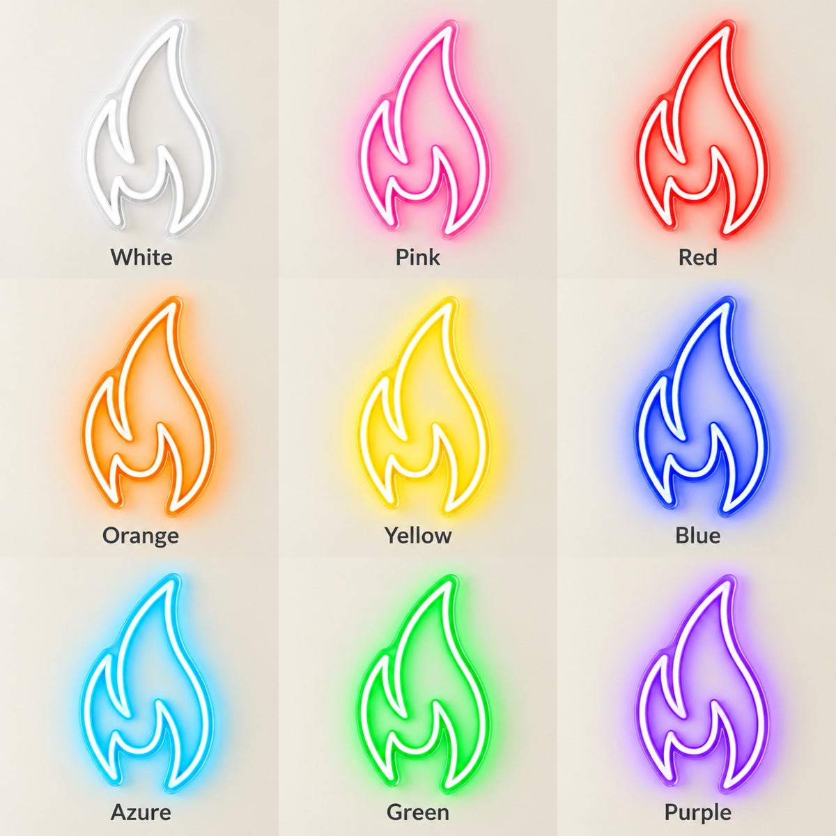 Flame Outline LED Neon Sign - nine-color grid