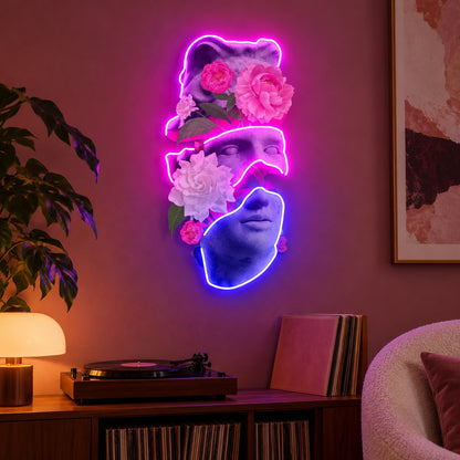 Floral Fragmented Statue LED Neon Sign - advertising view