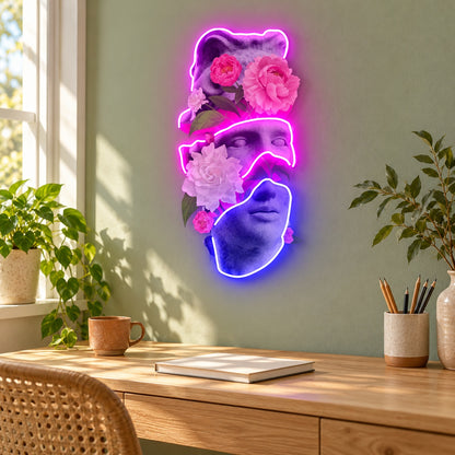 Floral Fragmented Statue LED Neon Sign - lifestyle view