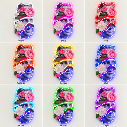 Floral Fragmented Statue LED Neon Sign - nine-color grid