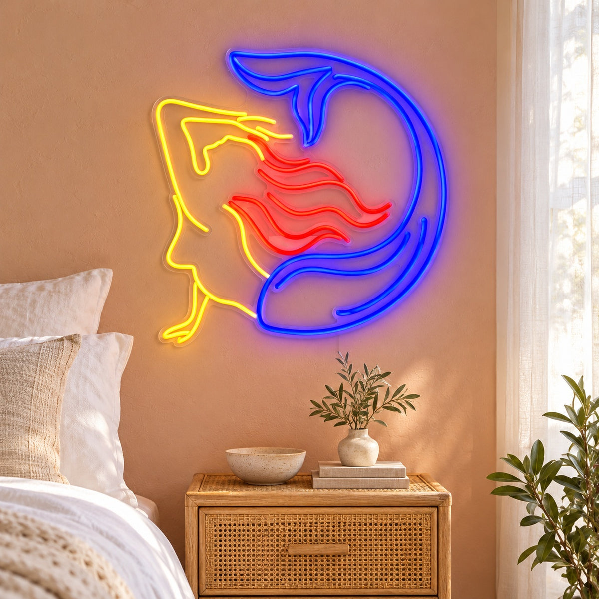 Flowing Hair Woman LED Neon Sign - lifestyle view