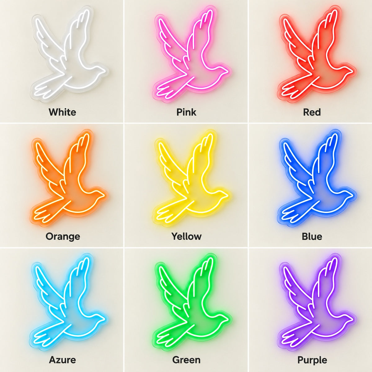 Flying Dove LED Neon Sign - nine-color grid