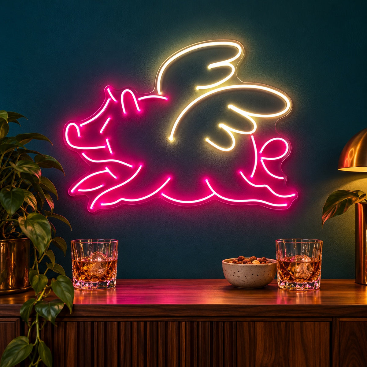 Flying Pig LED Neon Sign - advertising view