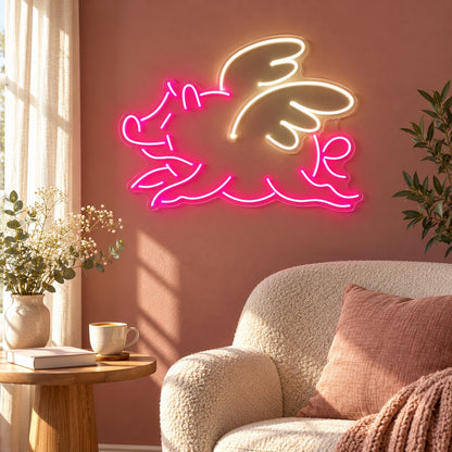Flying Pig LED Neon Sign - lifestyle view