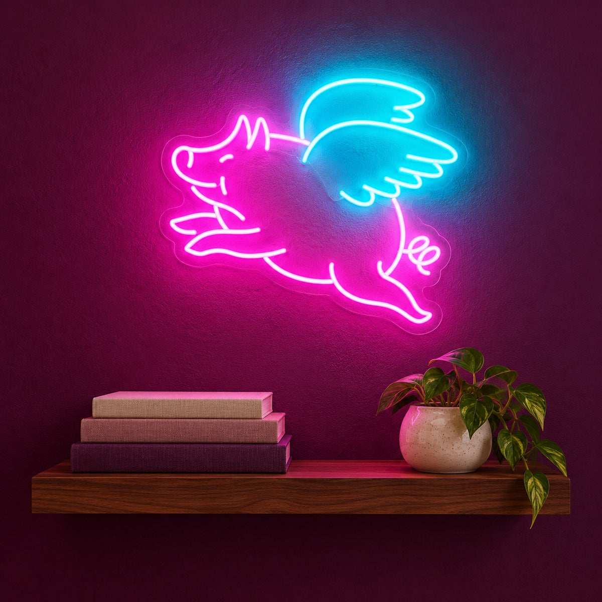 Flying Winged Pig LED Neon Sign - advertising view