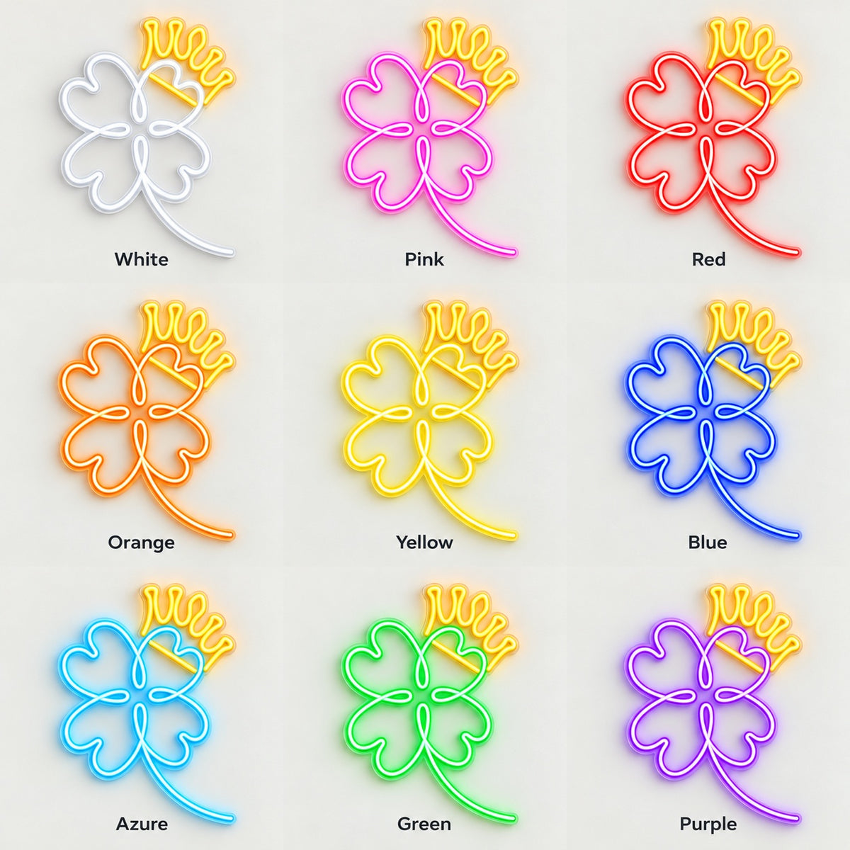 Four Leaf Clover Crown LED Neon Sign - nine-color grid